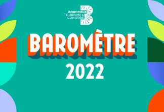 Couverture du Baromètre 2022 du tourisme d'affaires de Bordeaux Tourisme & Congrès avec design géométrique coloré