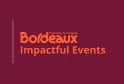 Logo de Bordeaux Tourisme et Congrès avec le texte 'Impactful Events' sur fond bordeaux